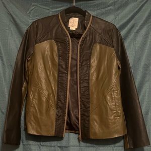 Tulle Black and Green Leather Jacket